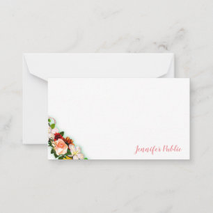 Tarjeta Pequeña Flores de acuarela elegantes de texto manuscrito