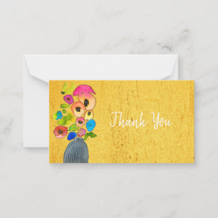 Tarjeta Pequeña Flores de acuarela floridas y coloridas