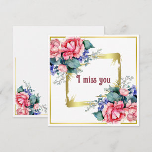 Tarjeta Pequeña Flores de Acuarela - Marco Dorado 10 + tu texto