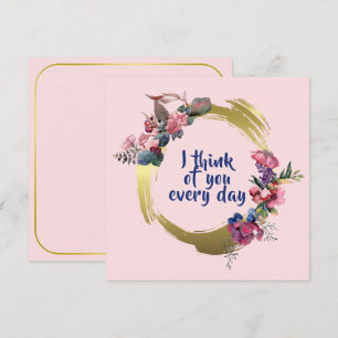 Tarjeta Pequeña Flores de Acuarela - Marco Dorado 5 + tu texto