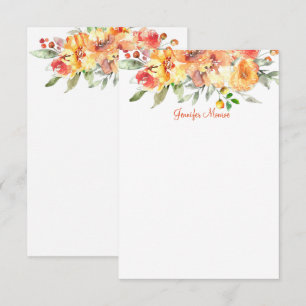 Tarjeta Pequeña Flores de acuarela naranja personalizadas