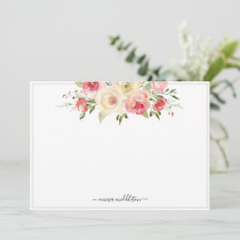 Tarjeta Pequeña Flores de Acuarela Rosa Personalizadas Floral