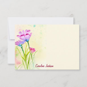 Tarjeta Pequeña Flores de acuarela rosadas personalizadas