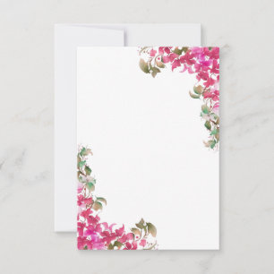 Tarjeta Pequeña Flores de buganvillas acuarela Magenta