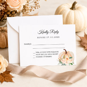 Tarjeta Pequeña Flores de calabaza otoñal sonrojo respuesta boda R