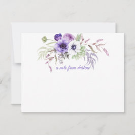 Tarjeta Pequeña Flores de color de agua blanca de lavanda púrpura
