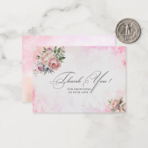 Tarjeta Pequeña Flores de color rosa claro ducha de bebé gracias