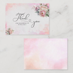 Tarjeta Pequeña Flores de color rosa claro ducha de bebé gracias