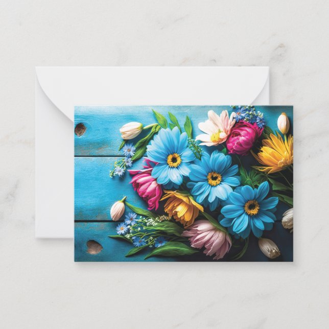 Tarjeta Pequeña Flores de colores (Anverso)