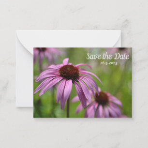Tarjeta Pequeña Flores de cono morado de Echinacea ahorran la fech