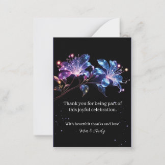Tarjeta Pequeña Flores de Fantasía Resplandor Celestial Gracias