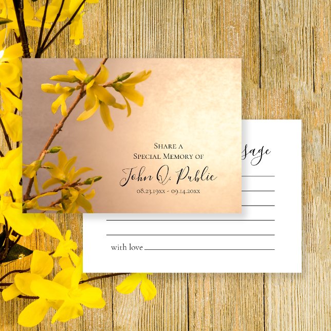 Tarjeta Pequeña Flores de forsythia amarillas comparten un funeral (Subido por el creador)