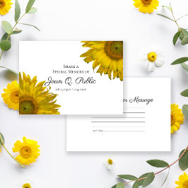 Tarjeta Pequeña Flores de girasol amarillo comparten funeral de me