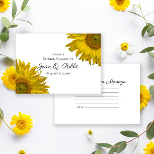 Tarjeta Pequeña Flores de girasol amarillo comparten funeral de me