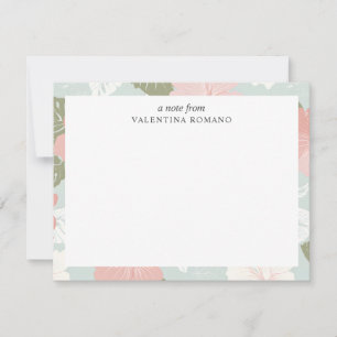 Tarjeta Pequeña Flores de Hibisco Botánico Tropical MONOGRAMA LIND