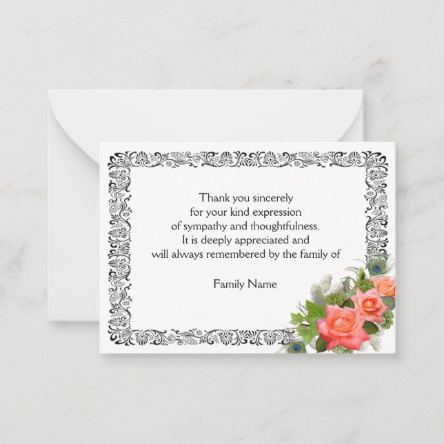 Tarjeta Pequeña Flores De Hidrangea Después Del Funeral Gracias Ca (Anverso)