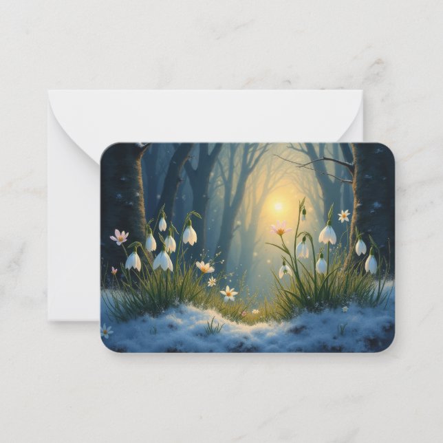 Tarjeta Pequeña Flores de invierno de snowdrop (Anverso)