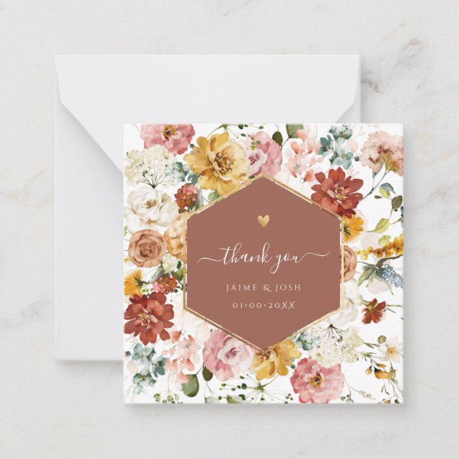 Tarjeta Pequeña Flores de jardín de otoño H2 de PixDezines Gracias (Anverso)
