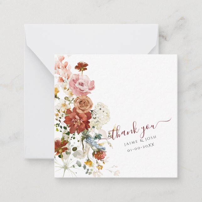 Tarjeta Pequeña Flores de jardín de otoño rústico PixDezines (Anverso)