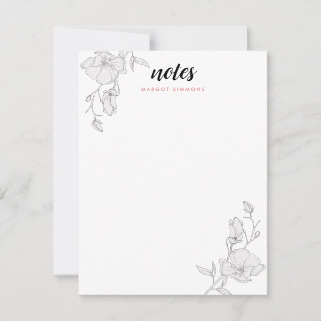 Tarjeta Pequeña Flores de magnolia elegantes personalizadas (Anverso)