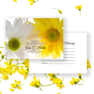 Tarjeta Pequeña Flores de margarita amarilla blanca comparten un f