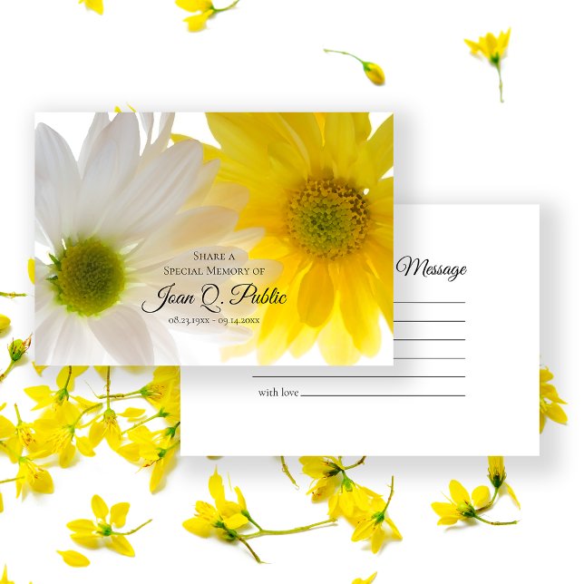 Tarjeta Pequeña Flores de margarita amarilla blanca comparten un f (Subido por el creador)
