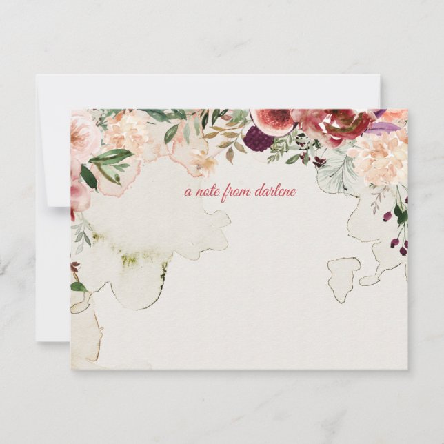 Tarjeta Pequeña Flores de Otoño Boho Rústico Monograma Caquis (Anverso)