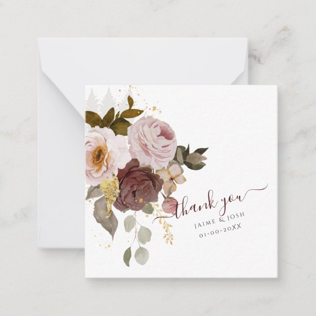 Tarjeta Pequeña Flores de otoño de Boho rústico PixDezines (Anverso)