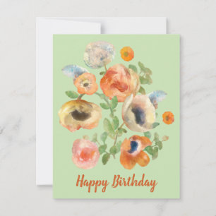 Tarjeta Pequeña Flores de primavera del Naranja de cumpleaños feli