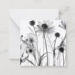 Tarjeta Pequeña Flores de rayos X de B&W