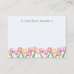 Tarjeta Pequeña Flores de Tulipán Acuarela Coloridas con Texto Per