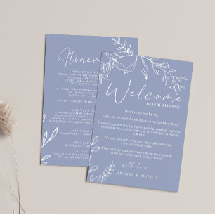 Tarjeta Pequeña Flores de Vinca Carta de Bienvenida e Itinerario