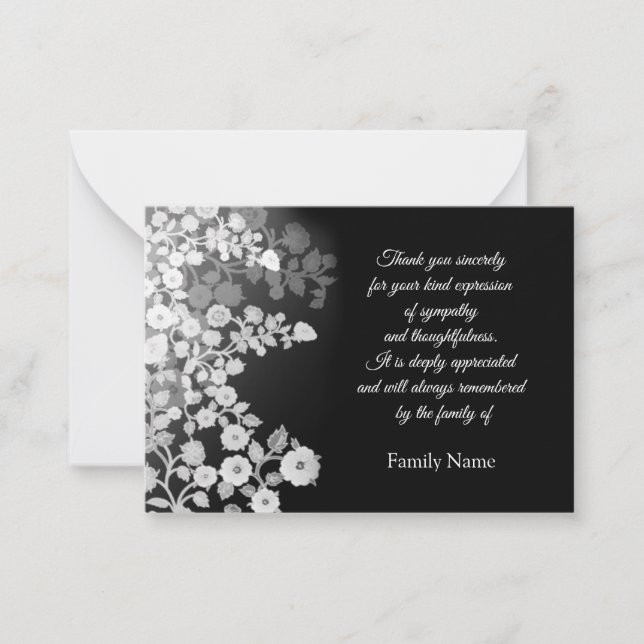 Tarjeta Pequeña Flores De Vista Después Del Funeral Gracias Cartas (Anverso)