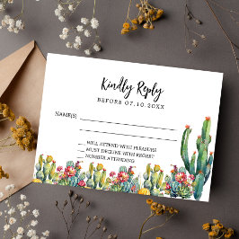 Tarjeta Pequeña Flores del desierto del cactus Respuesta boda RSVP