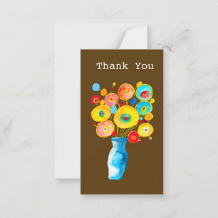 Tarjeta Pequeña Flores divertidas arte acuarela