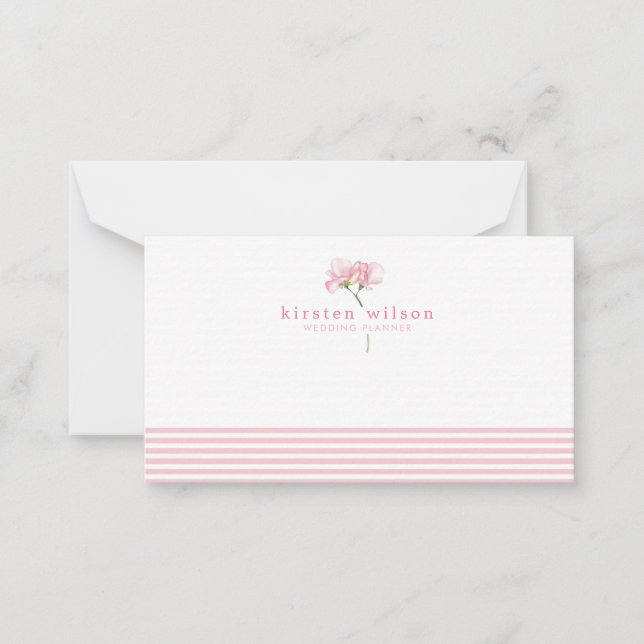 Tarjeta Pequeña Flores elegantes de pasteles rosados - Personaliza (Anverso)