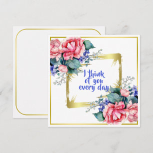 Tarjeta Pequeña Flores en acuarela - Marco dorado 10 + tu texto
