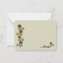Tarjeta Pequeña Flores giratorias de bonito hojas de estilo mediev