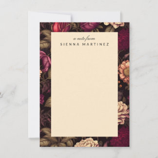 Tarjeta Pequeña Flores negras vintage de Rubor floral gótica