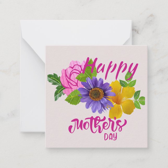Tarjeta Pequeña Flores para el Día de la Madre (Anverso)