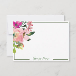 Tarjeta Pequeña Flores personalizadas de acuarela rosa