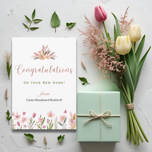 Tarjeta Pequeña Flores personalizadas felicitaciones de Realtor (Subido por el creador)