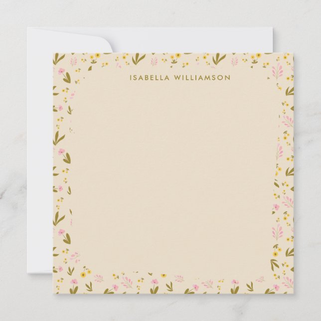 Tarjeta Pequeña Flores Primaverales Nombre personalizado de flor v (Anverso)