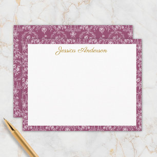 Tarjeta Pequeña Flores Rococó Antiguas Nombre Personalizado Floral