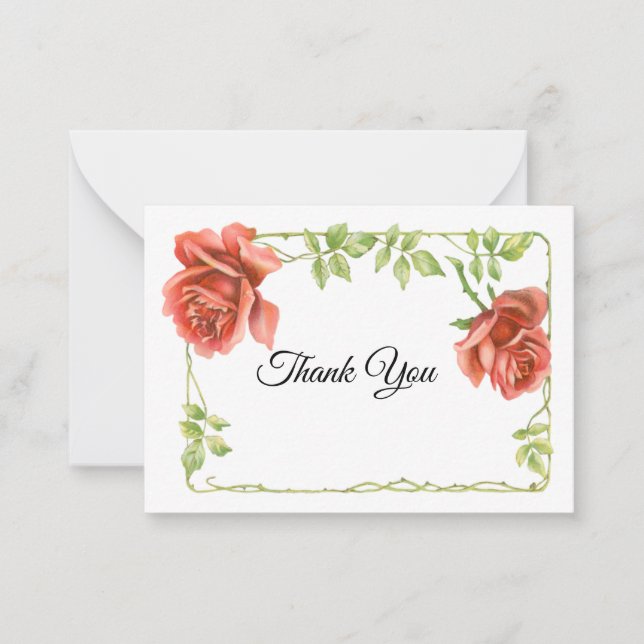 Tarjeta Pequeña Flores Rojas Gracias Cartas (Anverso)