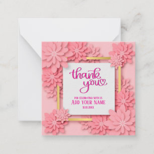 Tarjeta Pequeña Flores rosadas Gracias I Elegante para cualquier o