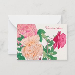 Tarjeta Pequeña Flores Rosas rosadas y Naranjas pálidas son los me