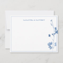 Tarjeta Pequeña Flores silvestres azules con doble borde