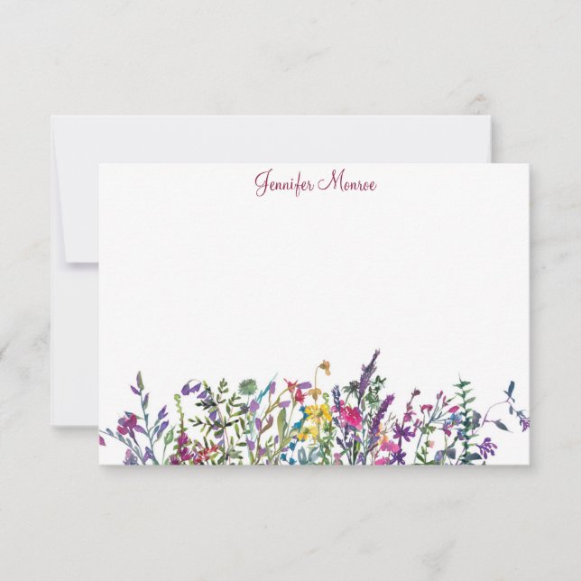 Tarjeta Pequeña Flores silvestres coloridas personalizadas (Anverso)