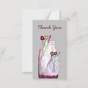 Tarjeta Pequeña Flores silvestres de acuarela caprichosas en un ja